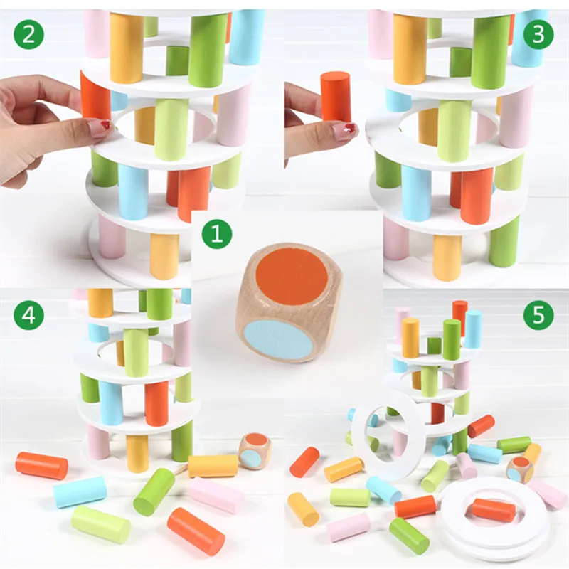 Torre de Pizza de Madeira Bloco de Construção Educação da Primeira Jogo de Tabuleiro Empilhada Alto Equilíbrio Voando Xadrez Brinquedo Interativo Infância Brinquedos 5 equilíbrio voando xadrez bloco de construção brinquedo
