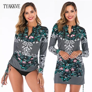 

Push Up Tankini Skirt Women Swimwear Plus Size Two Piece Retro Print Bathing Suit 2020 Long Sleeve Swim dress Beach Wear XXL