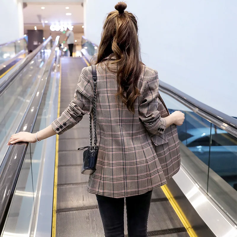 

2019 Autumn New Yjzy933 Korean-style Women's Fashion Western Style Even Plaid Suit Fashion