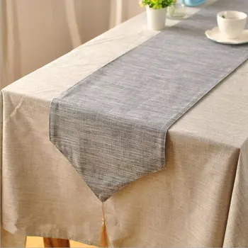 

Gray Khaki Burlap Table Runner Jute Imitated Linen Tablecloth Rustic Wedding Party Banquet Decoration Home Textiles overlay