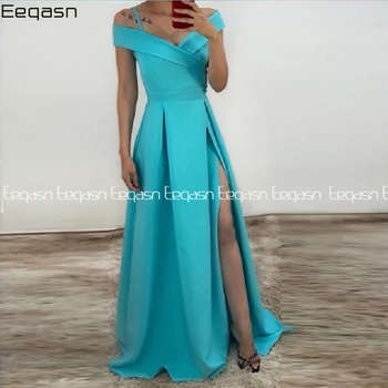 

robe de soiree Evening Dresses 2020 with Slit Back Open Satin Long Women Formal Dress Evening Gown abendkleider Plus Size