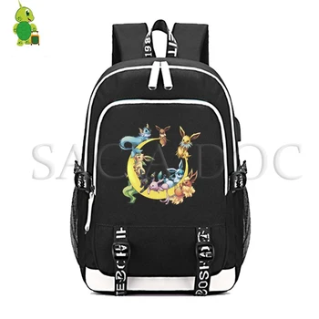 

Mochila Bookbag Pokemon Backpack Women Eevee Jolteon Flareon Bagpack USB Charge Laptop Backpack Men Travel Backpack School Bags