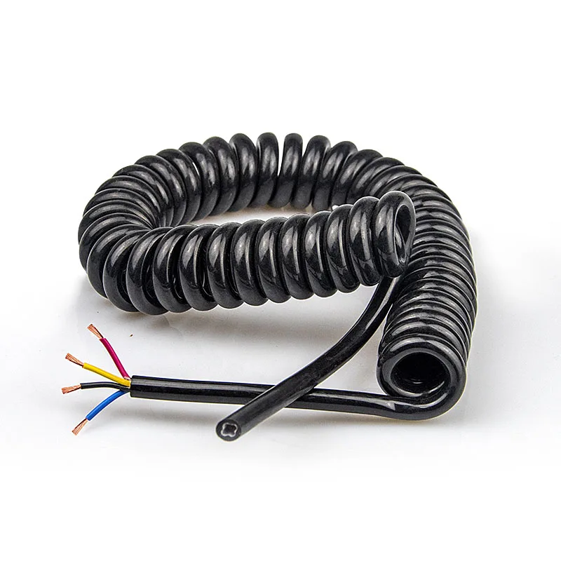 Spiral Primavera Cabo Stretchable Fio Shrinkable Cabo de Extensão de Energia Telescópica Núcleos 20 Awg 18 Awg 17 Awg 15awg Preto