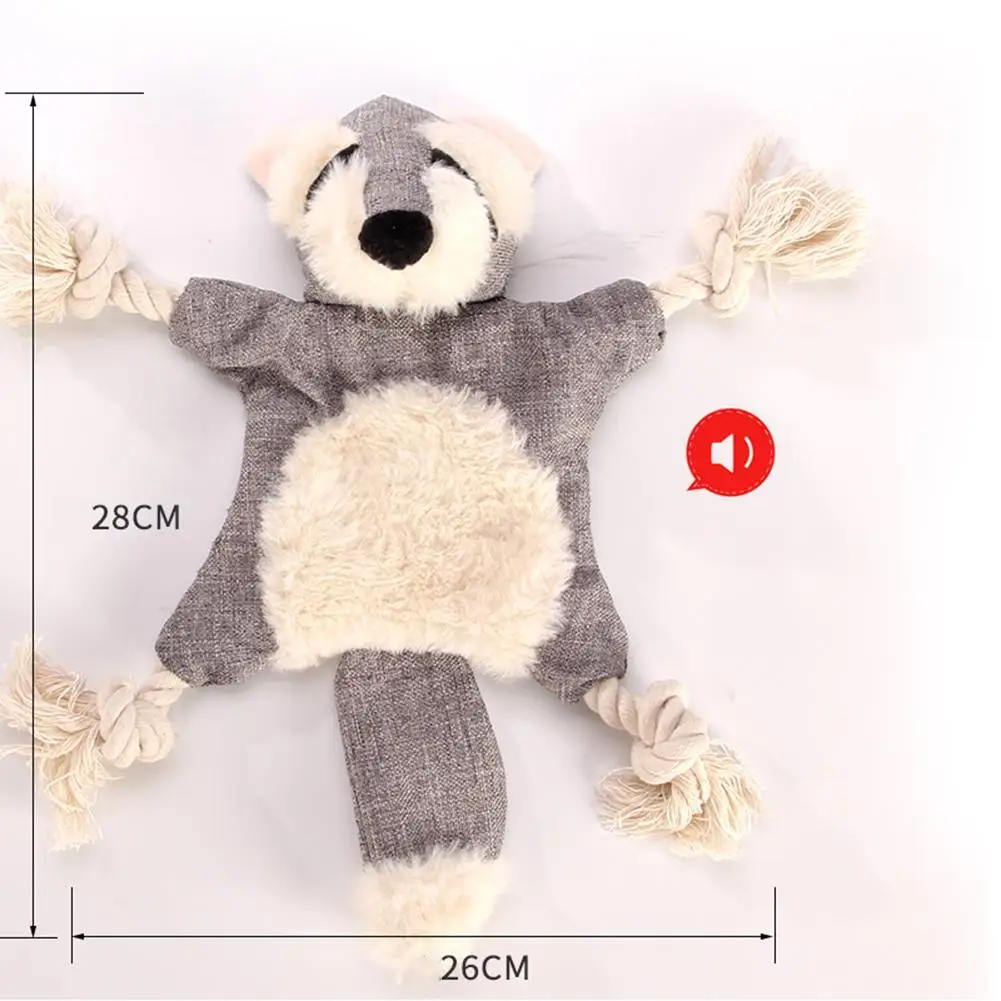 Pet Cotton Rope Squeaky Toy Sounding Paper Crinkly Sound Fox Shaped Toy Rope For Dogs Cats For Teddy Pug Puppy Small Medium Dogs