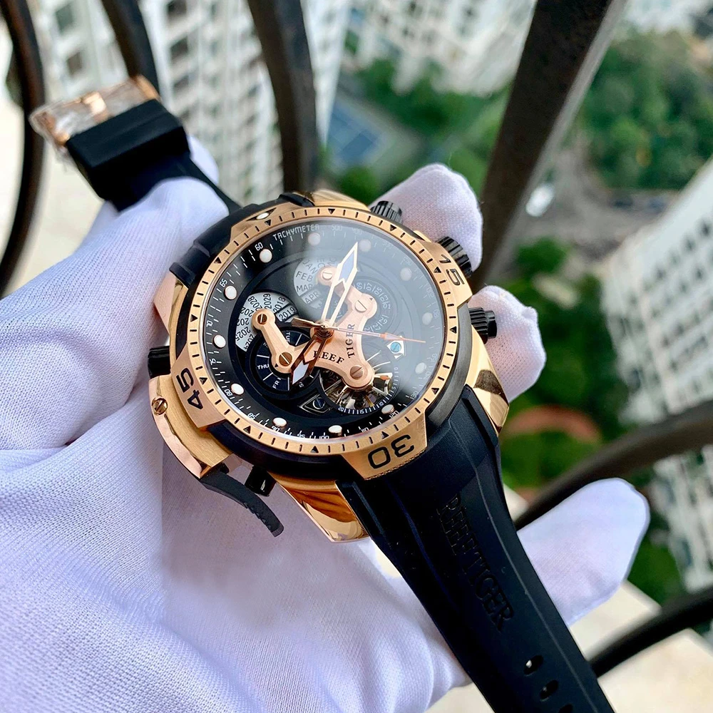 Reef Tiger/rt Designer Watches For Men Big Dial Complicated Watch With  Perpetual Calendar Rubber Strap Watch Rga3503 - Mechanical Wristwatches -  AliExpress