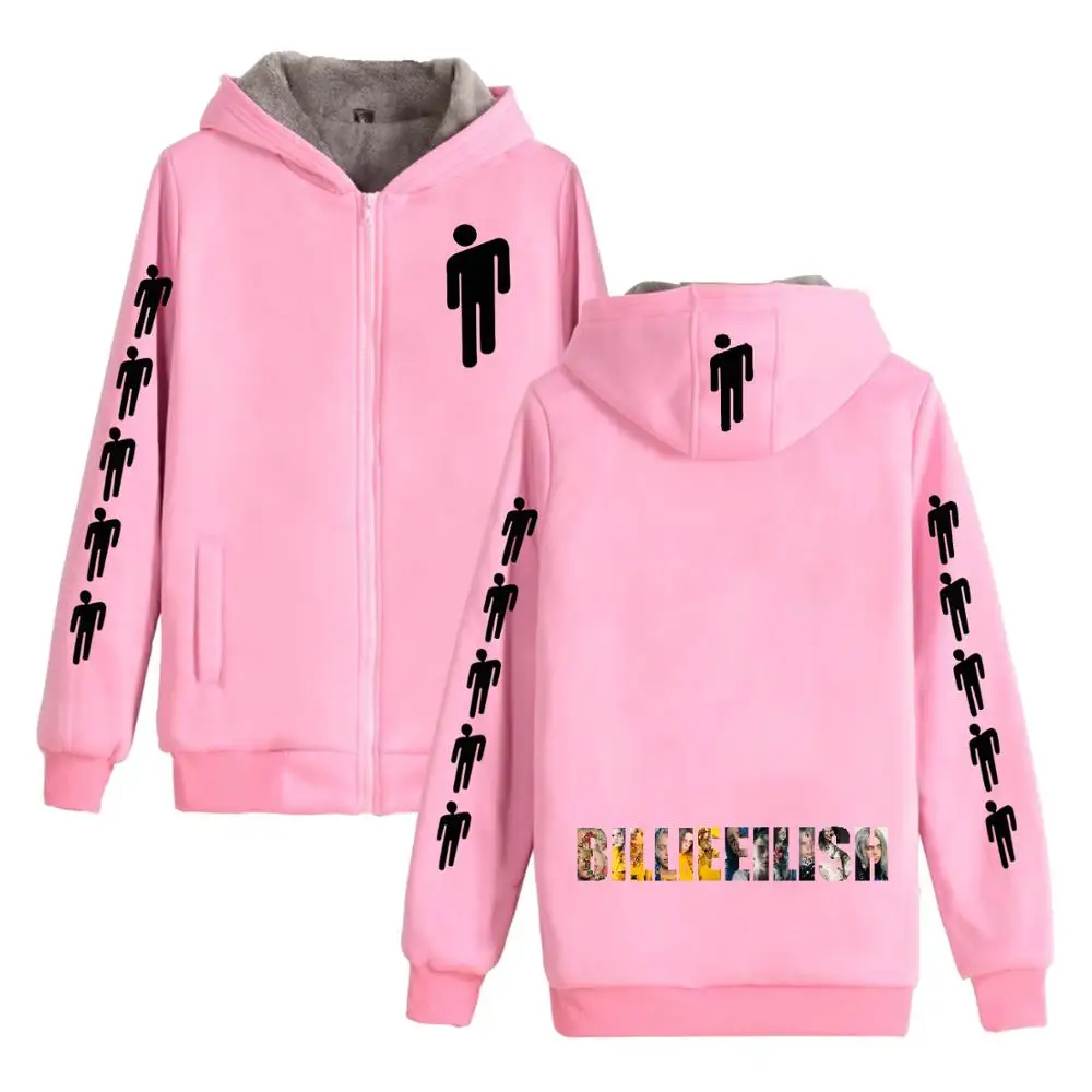 pink - Style 7 Billie Eilish модные популярные трендовые уличные новые флисовые толстовки для мужчин и женщин с молнией пуловер с капюшоном розовые толстовки - Цвет: pink - Style 7