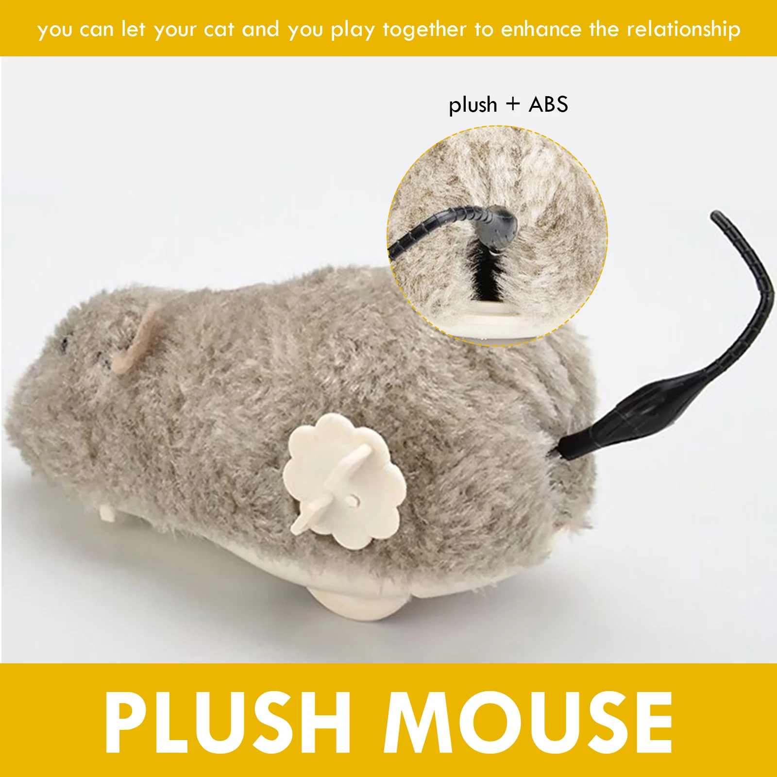 1pcs Wind Up Mouse for Cats Kitten Funny With Sound Rattling Soft Clockwork Rat Interactive False Mouse Cat Pet Toys