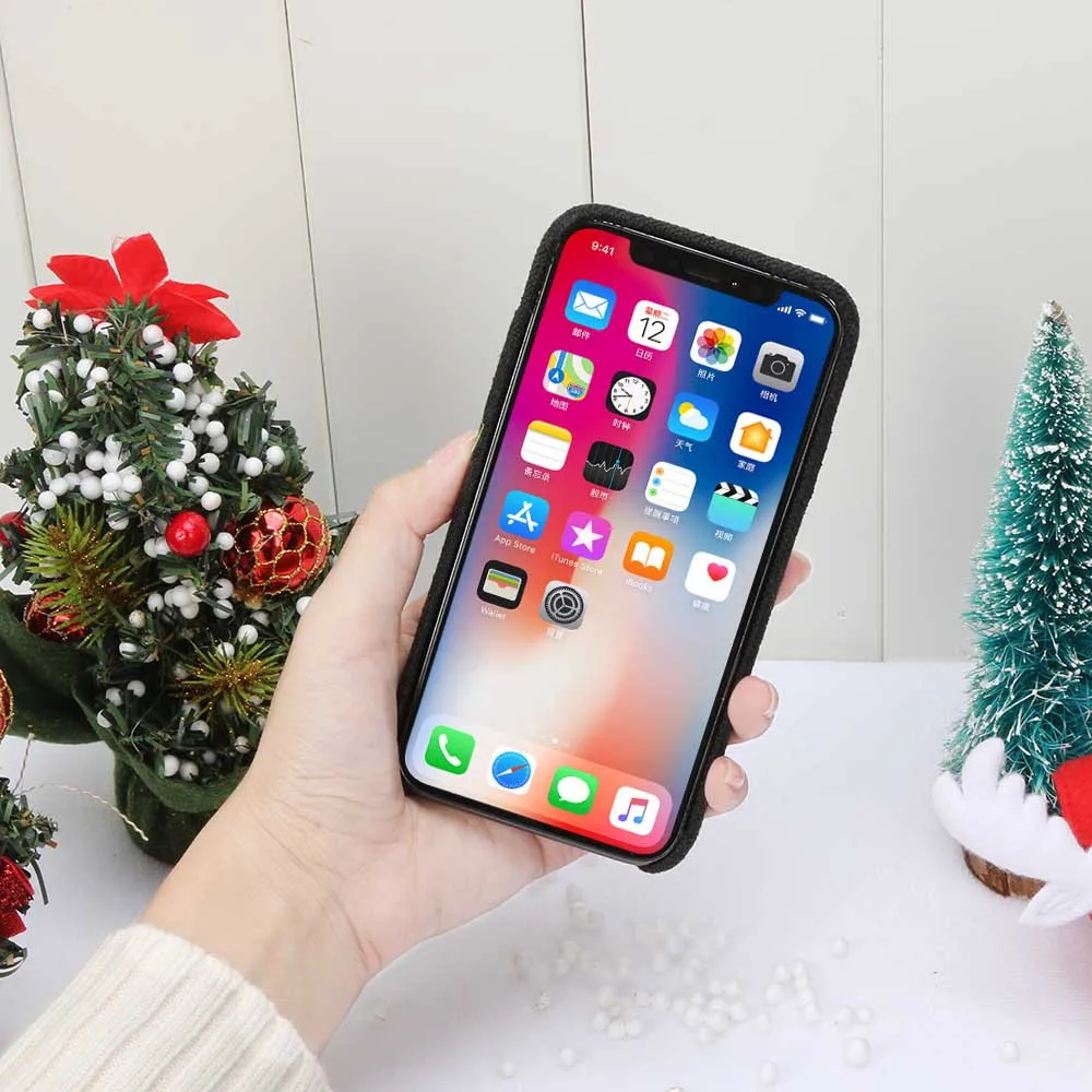Christmas Deer Tree Cover Bumper For iphone XR 6.1 Inch Cute funny silicone back cover Non-slip and Anti-fingerprint Phone Case