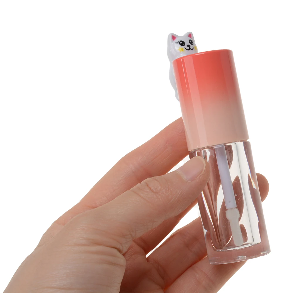 

Lovely Cat Lip Gloss Tubes Refillable Empty Lip Glaze Containers Plastic Cosmetic Bottle For DIY Make Up Tools 4ml