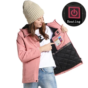 

USB Charging Heating Jacket Men Women Autumn Winter Thicken Windproof Warm Hooded Coat Outdoor Hiking Waterproof Thermal Jackets