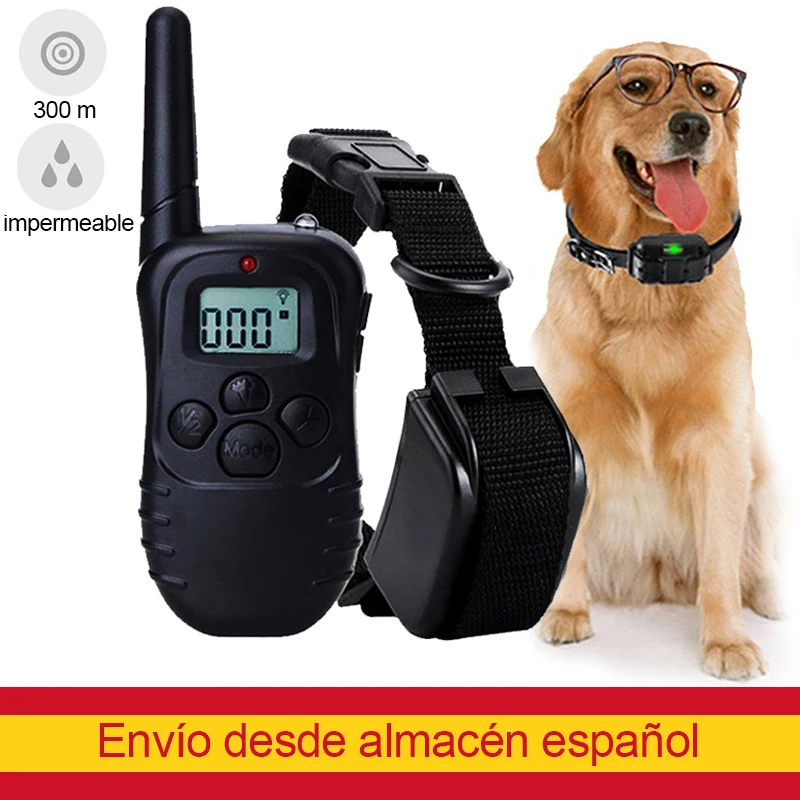Collar eléctrico recargable para entrenamiento de perros, ayuda para dejar de ladrar, entrenador de Control remoto para mascota de Control remoto, resistente al agua