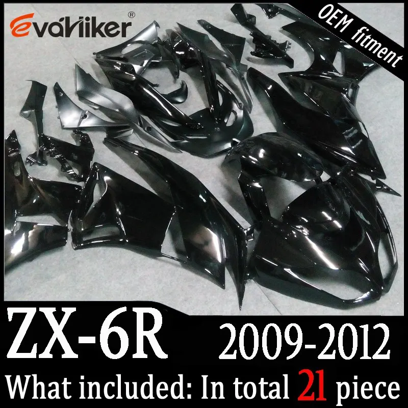 Заказной обтекатель для ZX-6R 2009-2012 ABS мотор панели тела комплект литья под давлением красный черный+ подарки