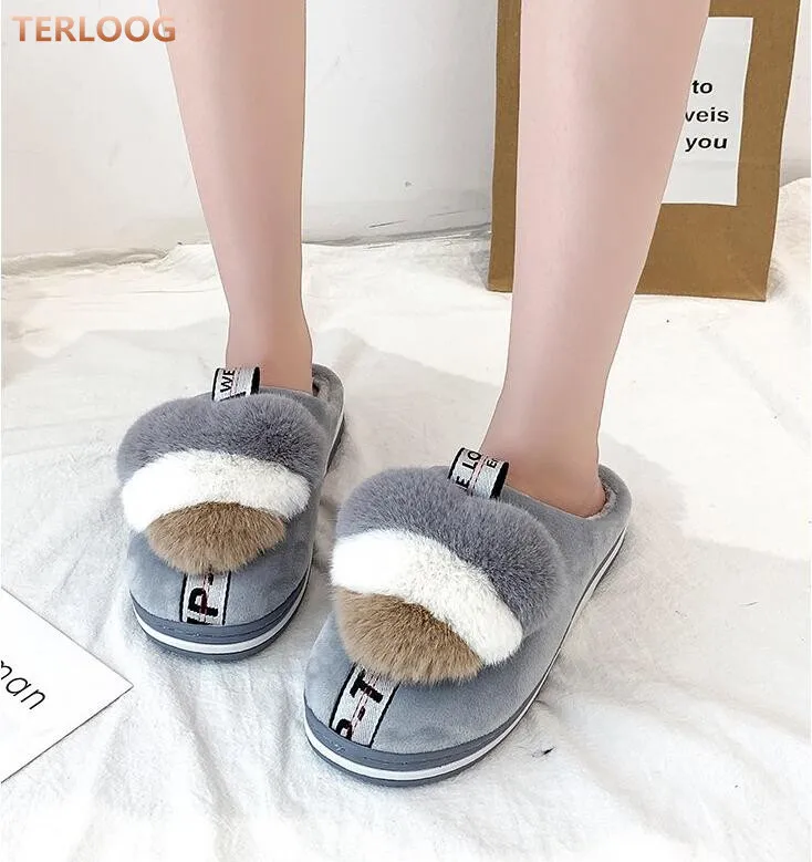 

Women Winter Plush fur Home Slippers casual women Shoes Soft Winter Warm Slippers Indoor Bedroom shoes woman zapatos mujer C049