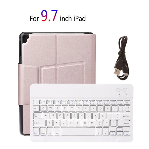 Розовый Фолио складной Bluetooth 3,0 чехол для клавиатуры стенд для iPad Pro 9," /Air 1/2 - Цвет: Розовый