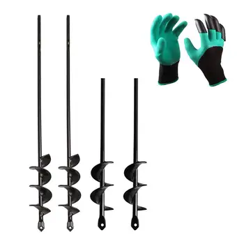 

Auger Drill Bit Spiral Drill Earth Auger Bit Garden Plant Tool with Gloves for Garden Plants