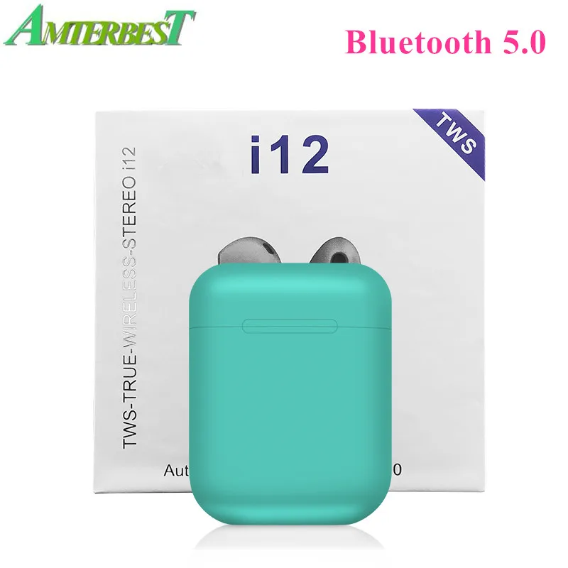 AMTERBEST I12 Tws всплывающие bluetooth-наушники Беспроводные наушники с сенсорным управлением гарнитура с зарядным устройством Pk I20 I10 I30 I60 I200 Tws - Цвет: Зеленый