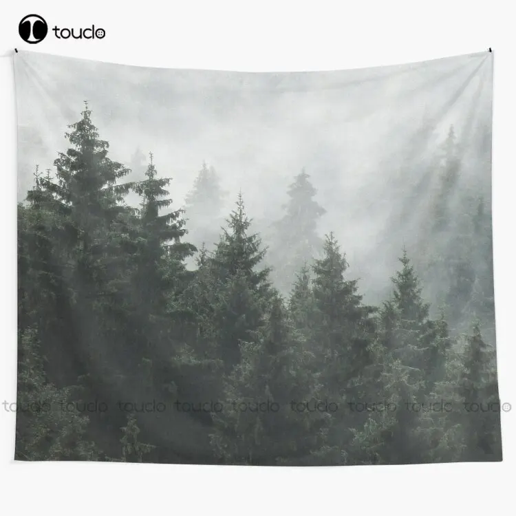 

Waiting For Color Landscape Mood Forest Mountains Adventure Fog Tapestry Blanket Tapestry Bedroom Bedspread Decoration