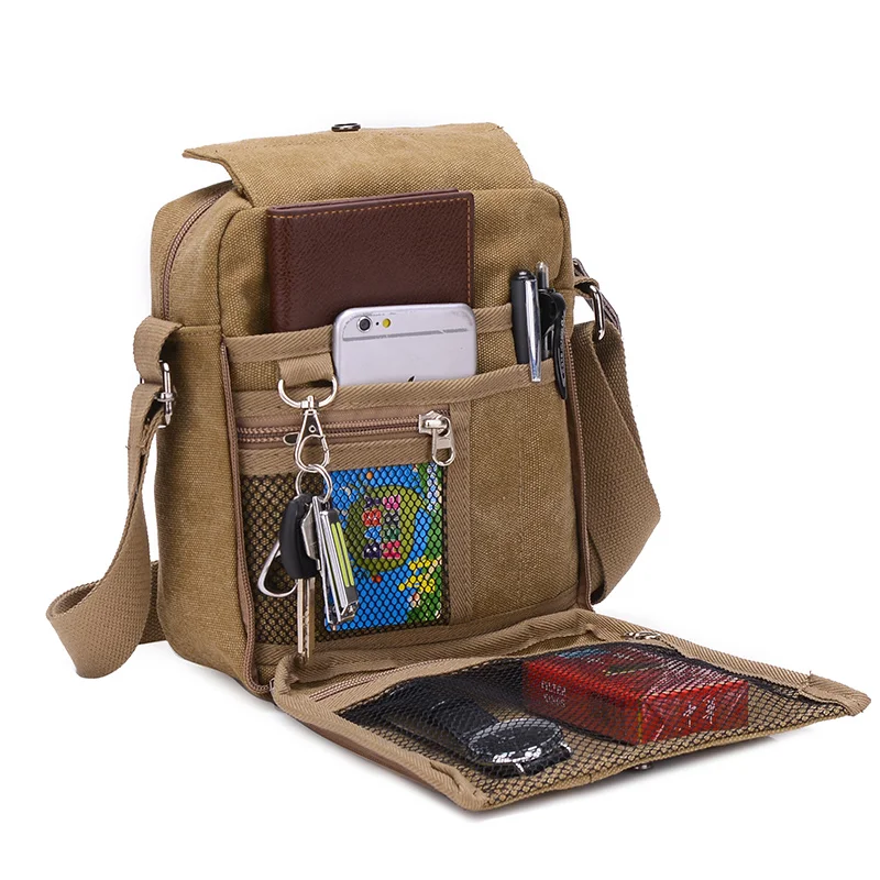 

New Multi-function Men's Canvas Leisure Bag Casual Messenger Bag Cross-Body Shoulder Bags Travel Bolsa Masculina(F6662)