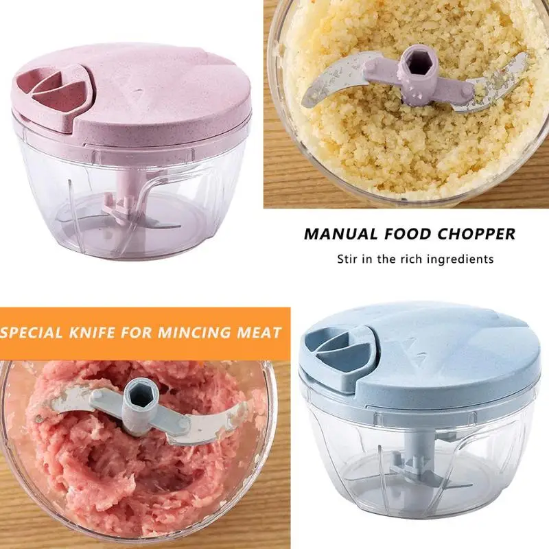 Portable Manual Meat Grinder Food Chopper Stainless Steel Wheat Straw Mincer Mixer Blender Fruit Nuts Mixer Processors