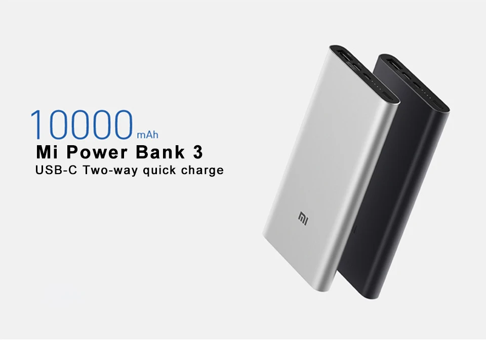 Xiao mi power Bank 3 портативное зарядное устройство с USB C 10000 мАч портативное зарядное устройство аккумулятор внешний повербанк Doub вход выход mi банк питания Xiaomi