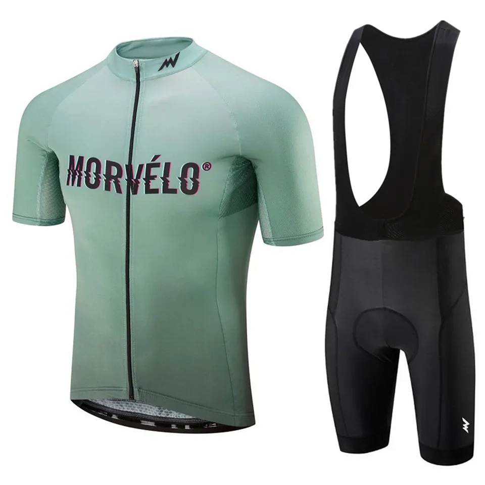 Morvelo Men Summer Clothing cycling Clothes kits short sleeve bib shorts men's Breathable Bib Shorts maillot ciclismo set - Color: Pic Color