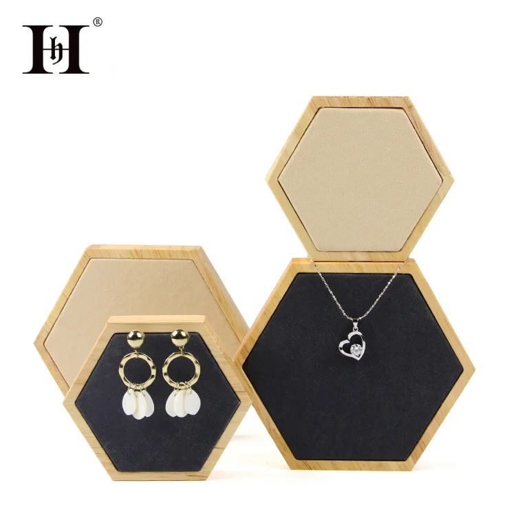 

Solid Wood Jewelry Exhibition Tray 6 Angle Showcase Accessories Display Props Two-Piece Set Multi-functional Jewelry Display Pro