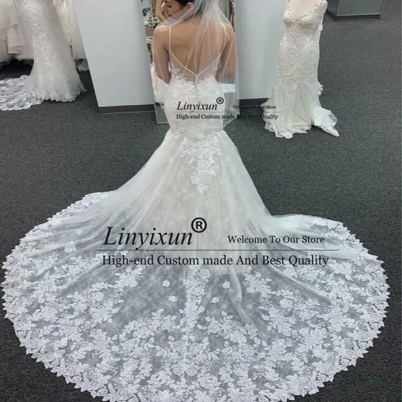 Vestido De Noiva Sereia, сексуальные кружевные свадебные платья русалки с аппликацией, 2019 Свадебные платья для невесты на бретельках, Robe De Mariee