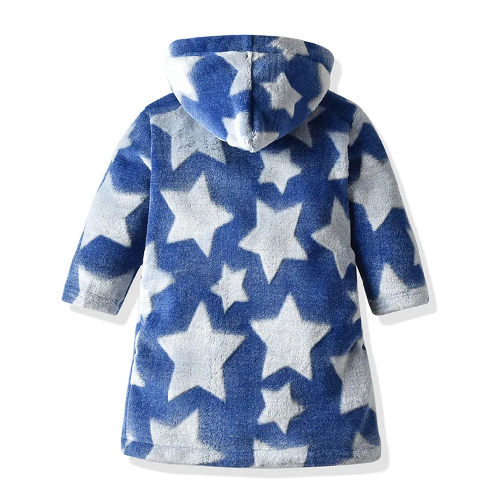 SAGACE, детская одежда для сна модные фланелевые банные халаты с капюшоном и звездами для маленьких мальчиков и девочек, ночная рубашка, одежда для сна для малышей