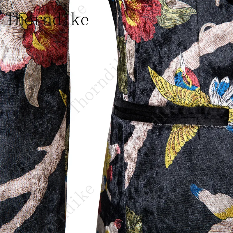 Thorndike индивидуальный заказ боковое Vent смокинги для жениха черный костюм шаль лацкан Красочный цветочный узор свадебные костюмы для мужчин(куртка+ брюки