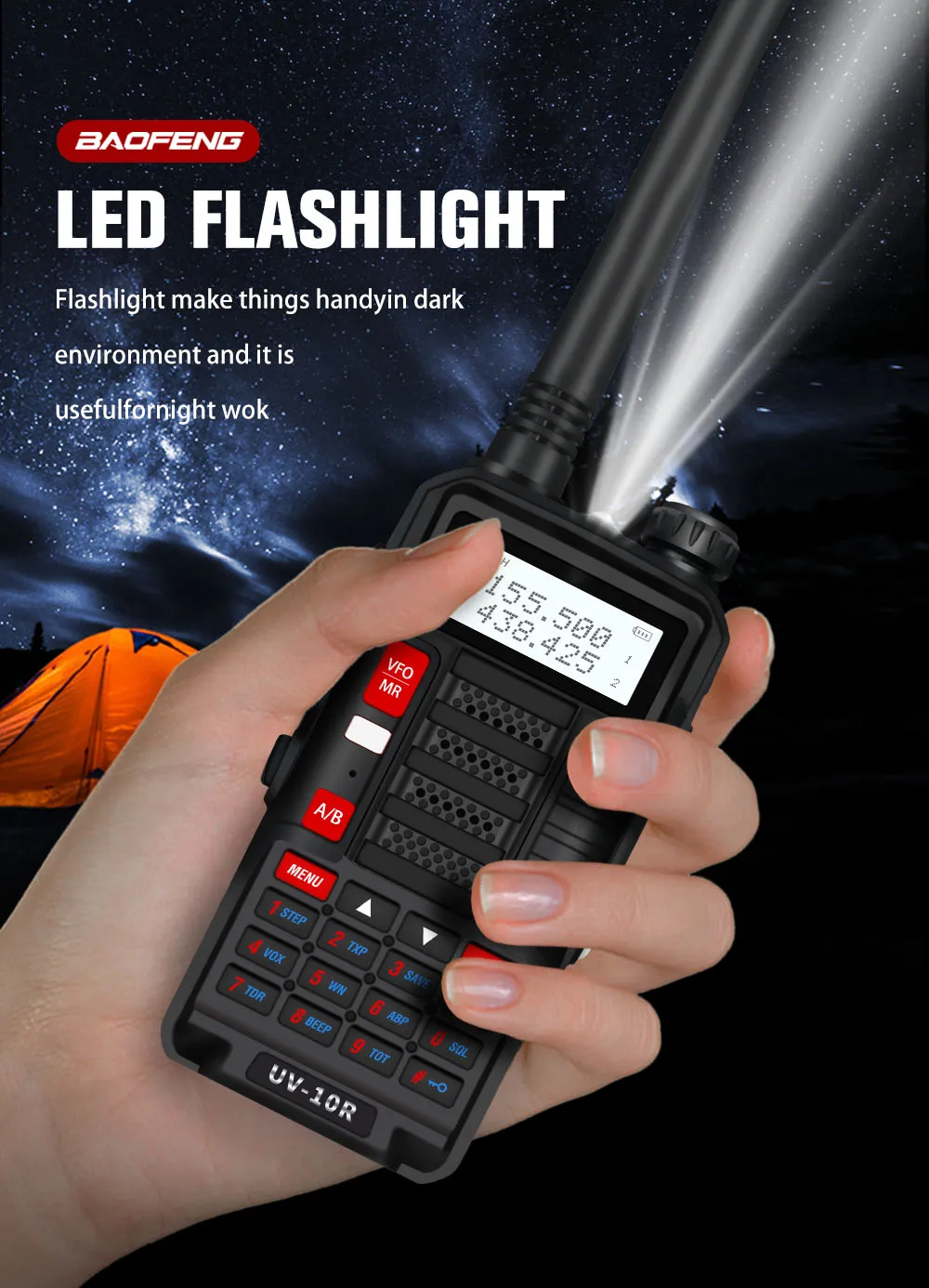 walkie talkie Baofeng  New Upgrade WalkieTalkie UV-10R Handheld Dual Band VHF/UHF HF Transceiver 10W 4800mAh Two Way Ham Radio For Hunting best long range walkie talkie