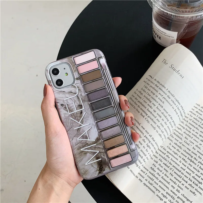 Роскошный сексуальный чехол для макияжа MAKEU eye shadow box для iPhone 6, 6s, 7, 8 Plus, X, XS, MAX, XR, 11 Pro, цвет телесного цвета, тени для век, чехол из розового золота