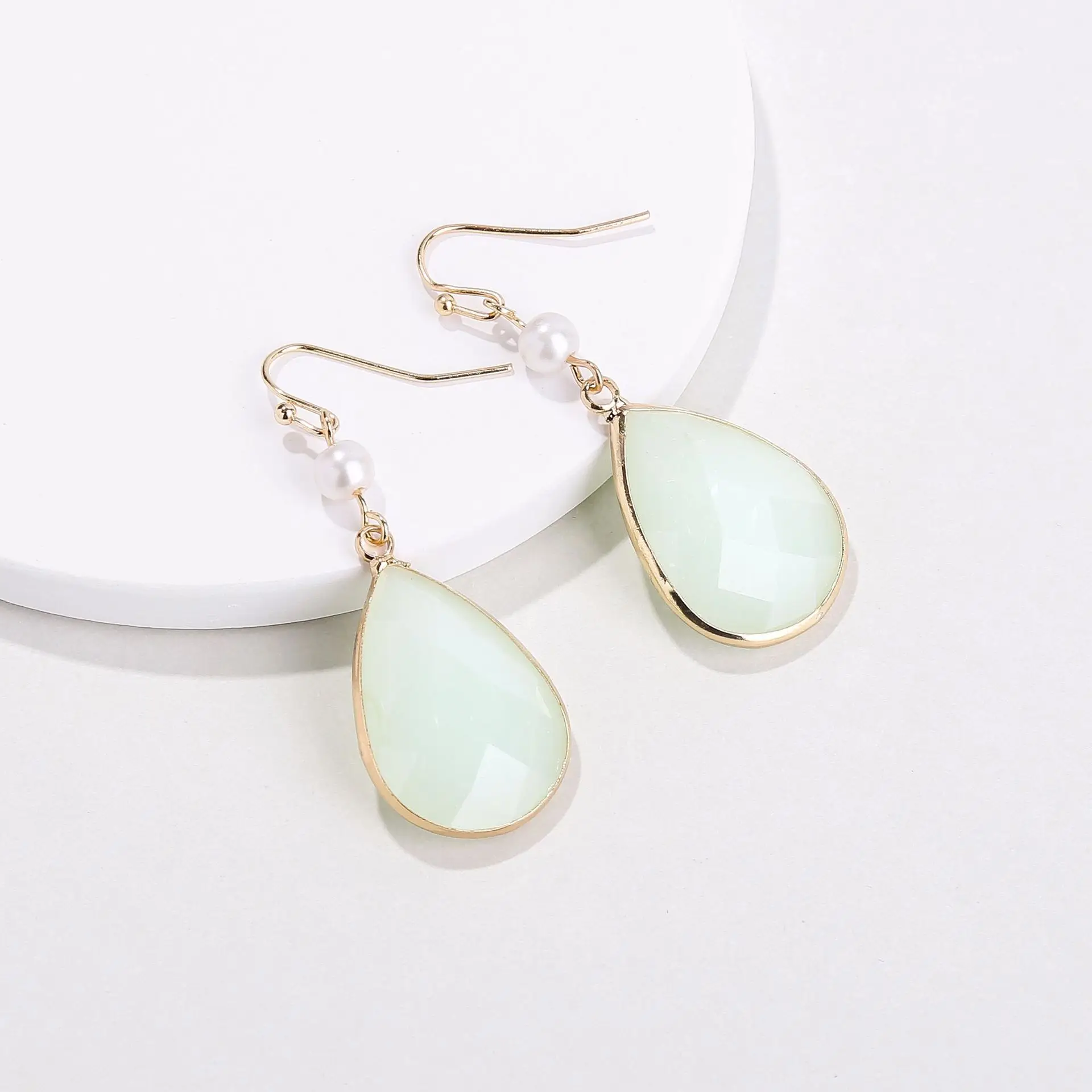 

Qingdao Europe And America AliExpress Earrings Covered Edge Water Droplet Glass Crystal Pearl Earring Women's Earrings