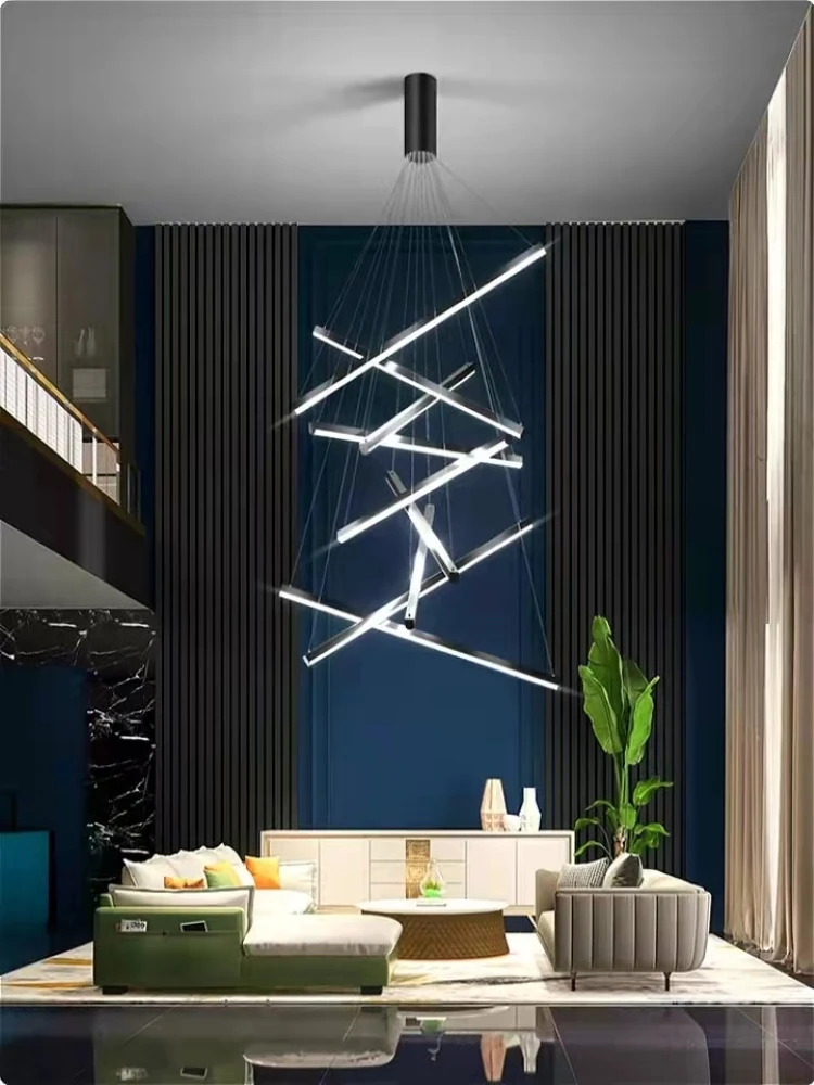 

Modern Creative ChandelierBlack Nordic Interior Lighting For Living Dining Room Kitchen Decoration Lamp Staircase Pendant Lamp