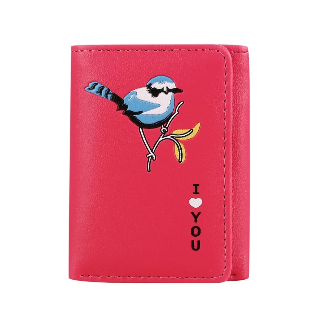 Women Wallet Fashion Mini Trend Solid Color Short Print Cute Cartoon Leather Clutch Bags Coin Purse Card Holder Wallet  (9)