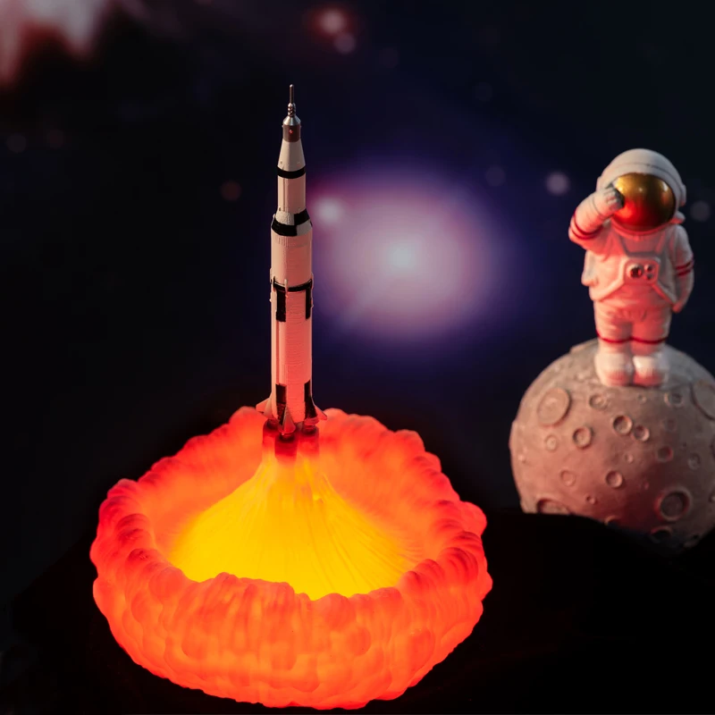 Новинка 2019 Прямая поставка 3D принт лампы Saturn V перезаряжаемый ночсветильник Apollo 5