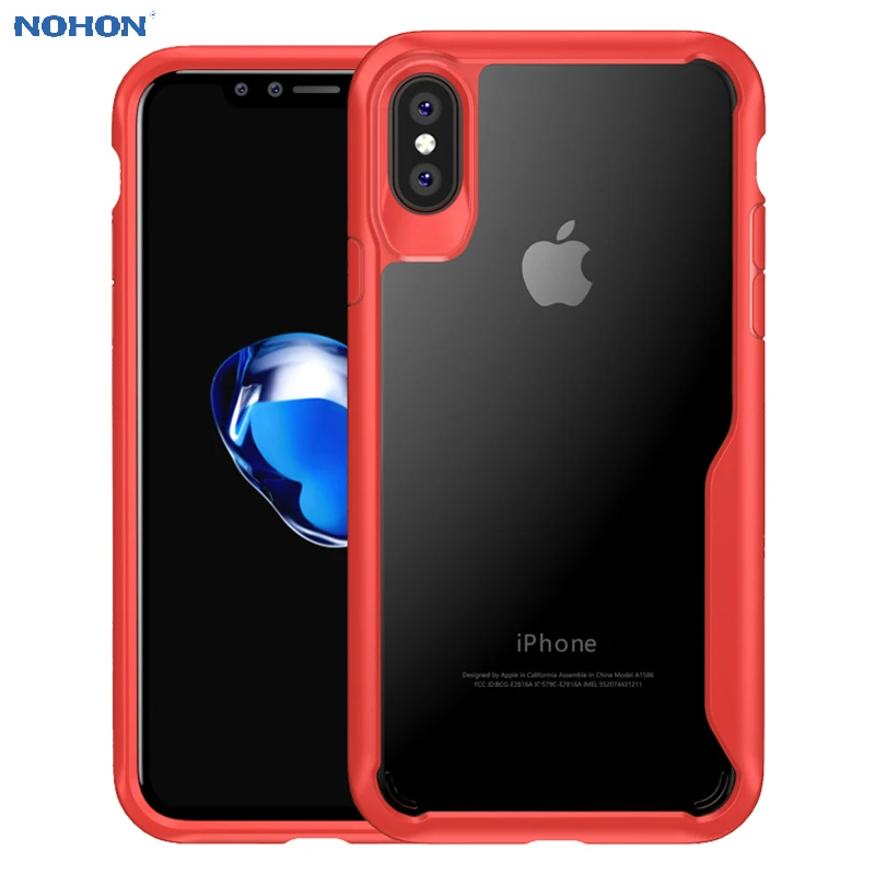 

Nohon Silicone Armor Shockproof Phone Case for iPhone X 6 7 8 PlusTransparent Hard PC Protetcive Cover for Samsung Xiaomi Huawei