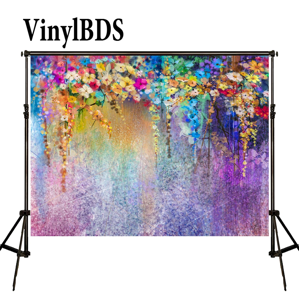 

Kate Newborn Baby Backdrops Colorful Flower Wall Backdrops Oil Painting Style Backdrops Custom Large Size Seamless Photo