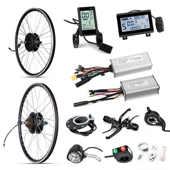 Preise Ebike Conversion Kit 36V 48V 500W Vorne Hinten Hub Motor Rad 26 Zoll LCD Display Bremse Roller Controller Elektrische Bike Kit