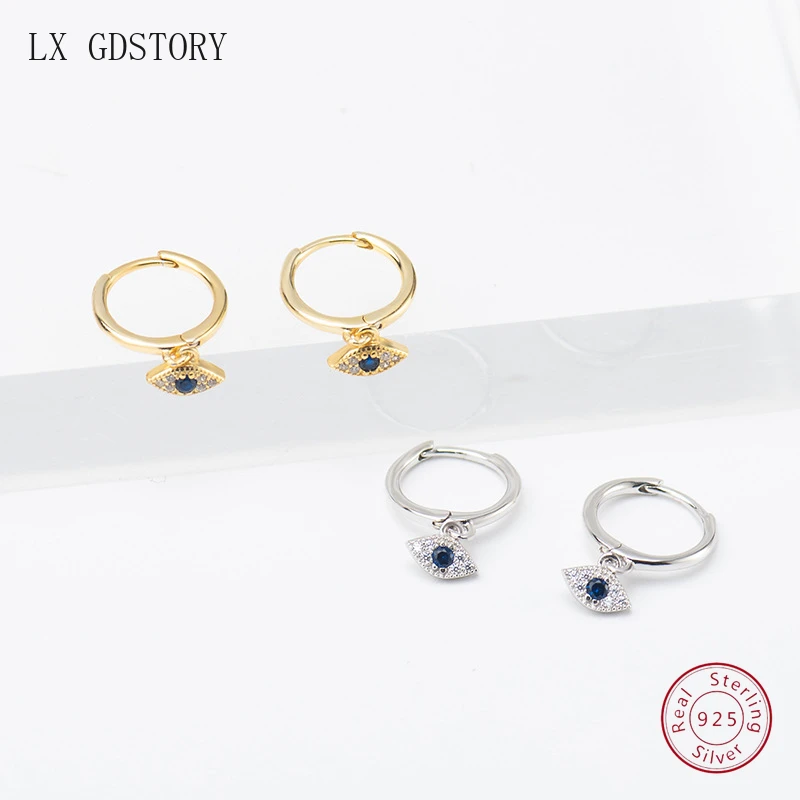 

Fashion Silver Hoop Earrings 925 Sterling Silver Earrings Devil's Eye Earrings for Women 925 Silver Jewelry Earring Boho Earings