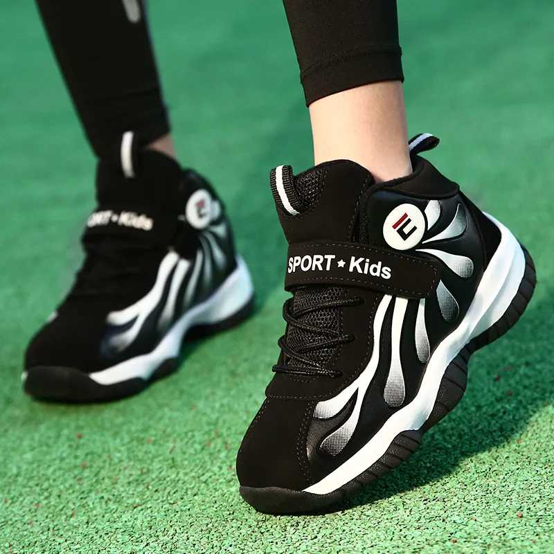 Autumn/Winter Warm Jogging Shoes for Boys Red Children Sport Shoes Brand Teenage Trainers High Top Kids Boy Sport Shoes Outdoor