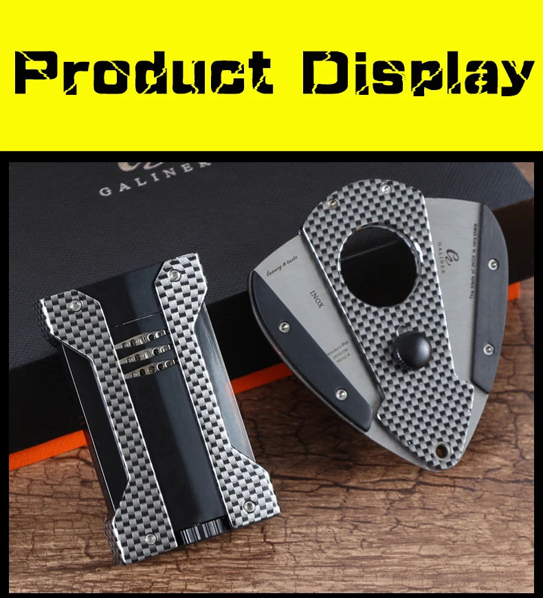 GALINER Зажигалка для сигар зажигалка бутан 1 зажигалки для COHIBA Cigar& Sharp Cutter углеродное волокно Cigar Cutter зажигалка аксессуары