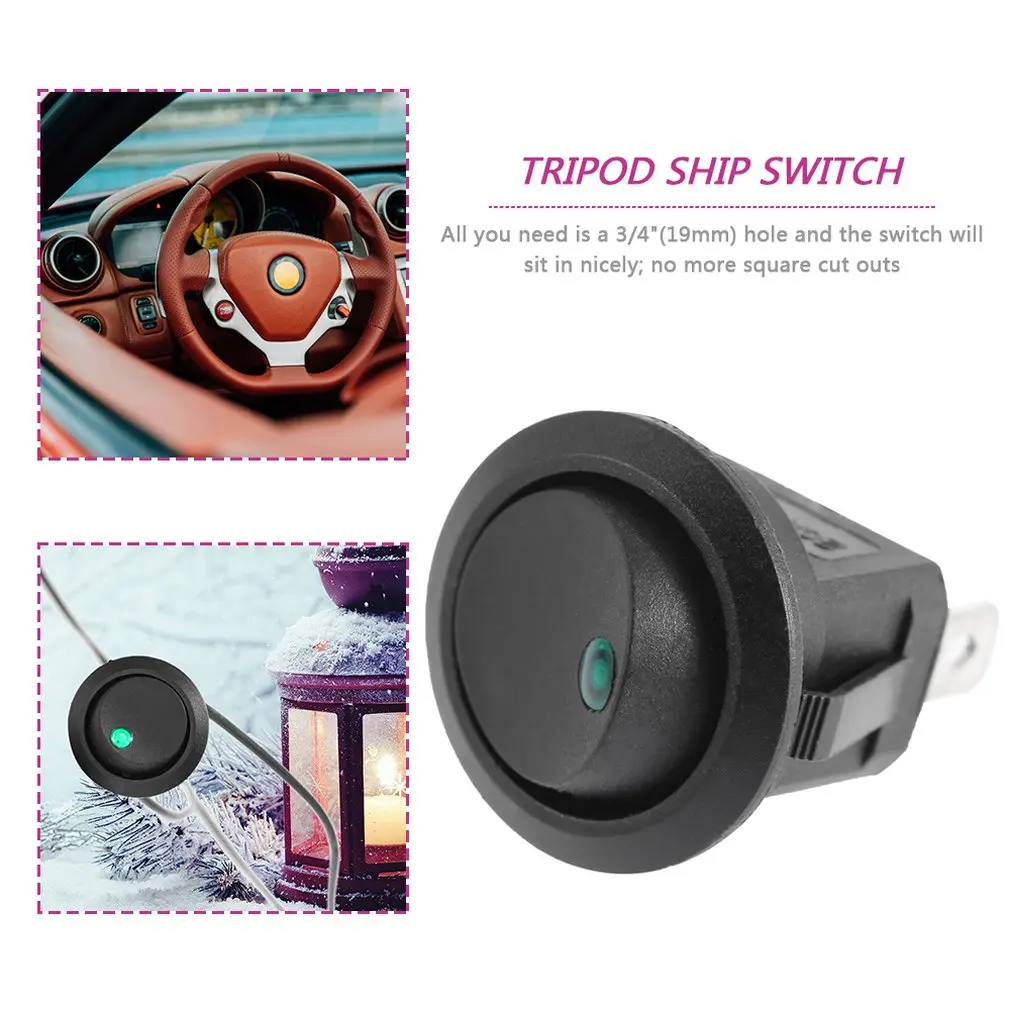 Led Dot Light 12V Car Auto Boat Round Rocker ON/OFF Toggle SPST Switch Truck with a Keyhole slot to Prevent Unwanted Rotation