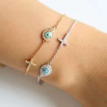

2019 New tear drop Charm Bracelets Chain Women Jewelry Classic Prong Setting 100% 925 Sterling Evil Eye Micro Pave Cz Bracelet