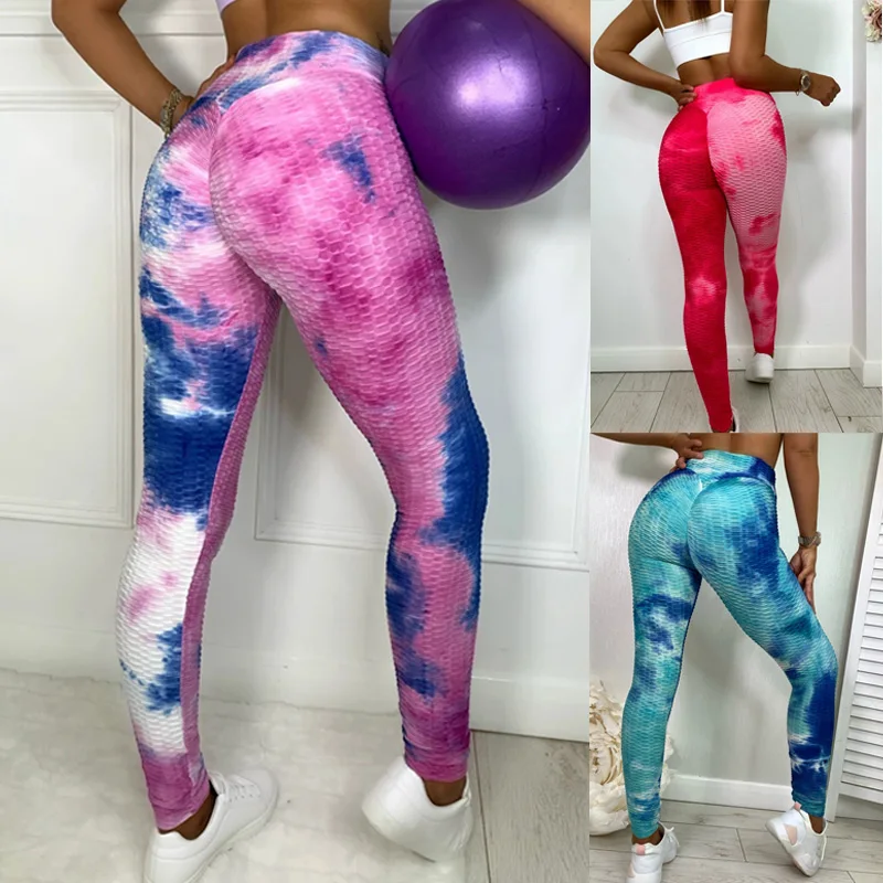 

Women New Fashion Casual Trousers Colorful Print Slim Pencil Pants Elastic High Waist Gym Sports Leisure Bottoms