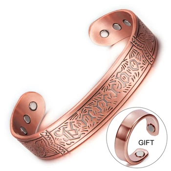 

Vinterly Buy 1 Get 1 Gift Pure Copper Bracelet Men Energy Magnetic Bracelet Copper Wide Adjustable Cuff Bracelet Bangles for Men