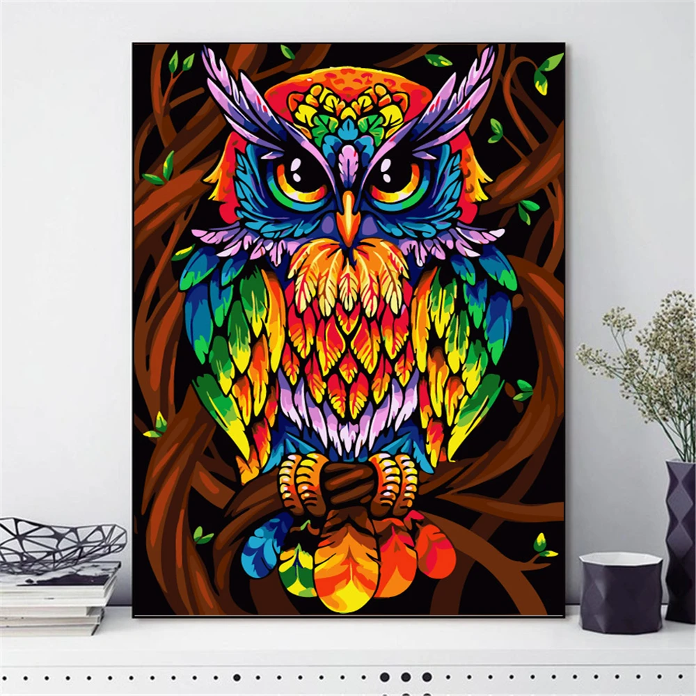 GATYZTORY Diy Paint By Number For Adults Canvas Owl Animals Kits Acrylic  Easy Painting By Numbers For Wall Home Decor With Frame - AliExpress