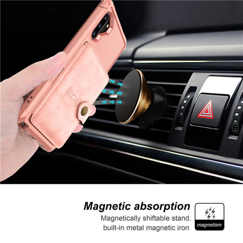

For Samsung Galaxy Note 10 Plus 5G ultra-thin PU leather back shell Samsung Note 10 5g magnetic bracket bracket flip wallet
