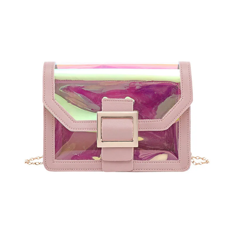 

2020 New Designer Lady Fashion Colorful Laser PVC Shoulder Bag Luxury Patchwork Buckle Women Flap Crossbody Bags