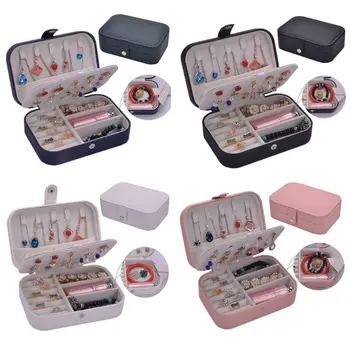 

Simple Fashion Earrings Bracelet Ring Storage Box Fashion Women Travel PU Multi-function Jewelry Case