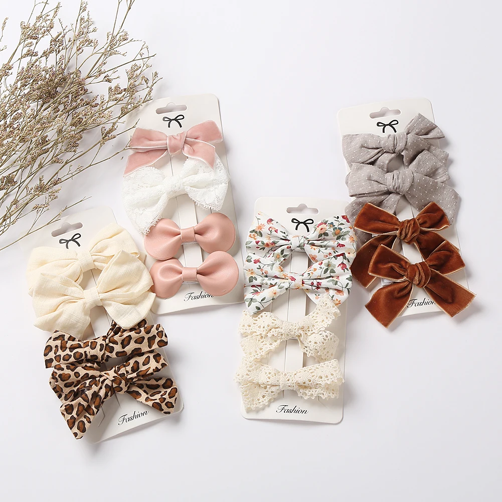 4PCS Leopard Bow Hair Clips Set 5